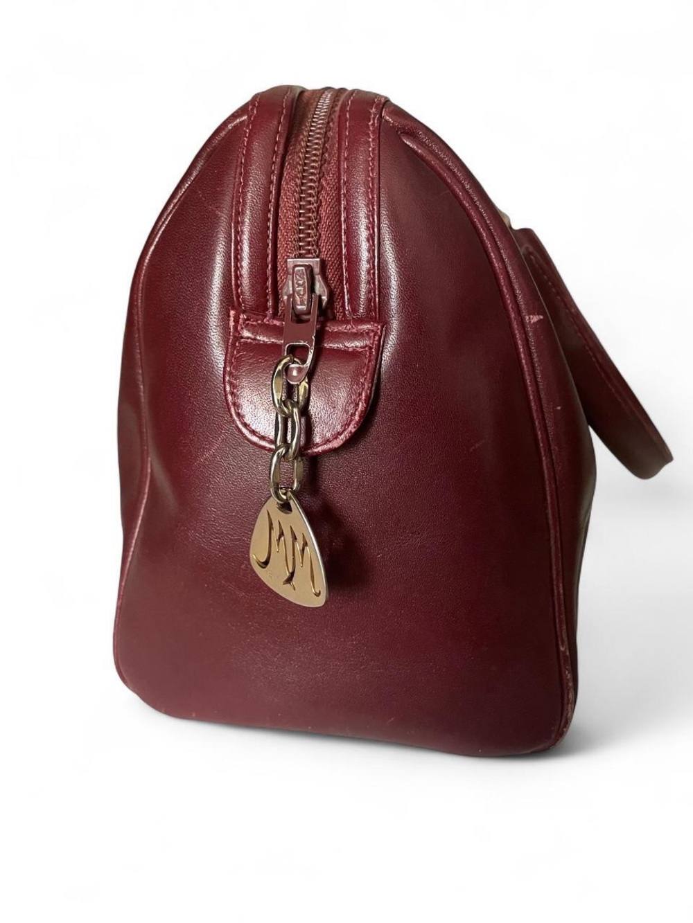 Vintage Morris Moskowitz Genuine Leather Satchel | Burgundy Oxblood Handbag - Picture 3 of 8